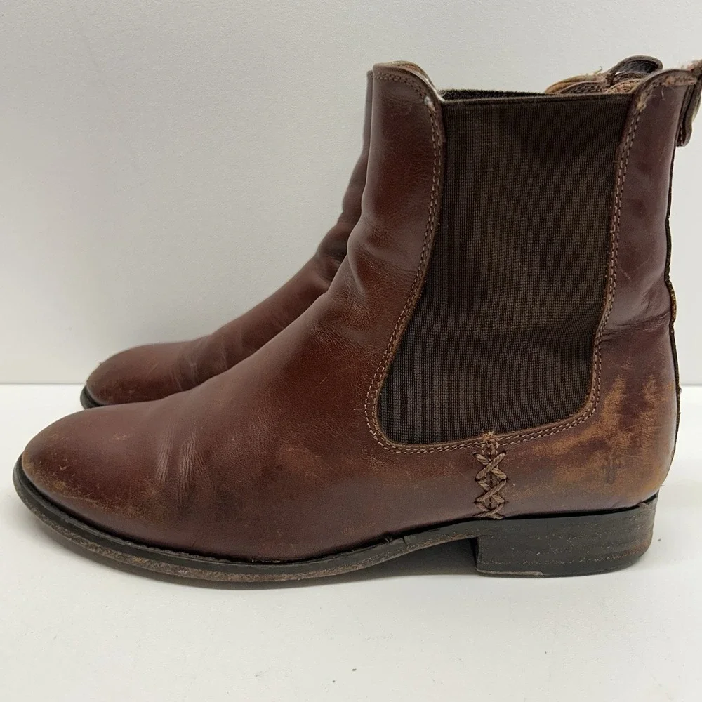 Frye Womens Melissa Chelsea Boot Size 7 B Cognac Leather Pull On Bootie